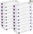 Sterilite 16-Pack 60 Quart ClearView Latch Box, Wheeled Underbed Organizer Bins by Sterilite