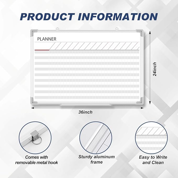Lincia 36 x24 Make Ready Board Aluminum Frame Dry Erase Board - Image 2