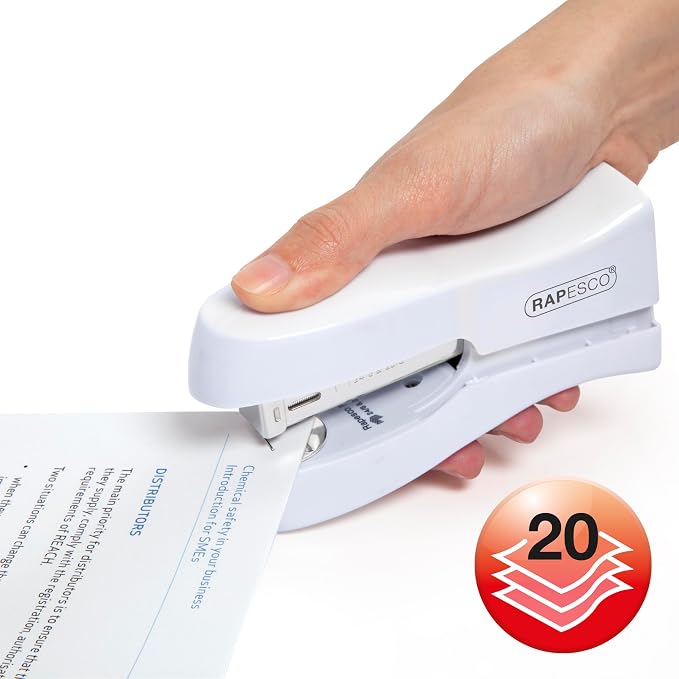 Rapesco 1319 Stand Up Stapler, Space-Saving Desktop Stapler, 20 Sheet Capacity - Image 2