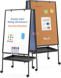MAKELLO Rolling White Board on Wheels 36x24 in, Double-Side Standing Whiteboard by MAKELLO