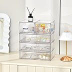 Stebopum 4 Pack Stackable Storage Drawers Clear Acrylic Organizer Bathroom - Image 5