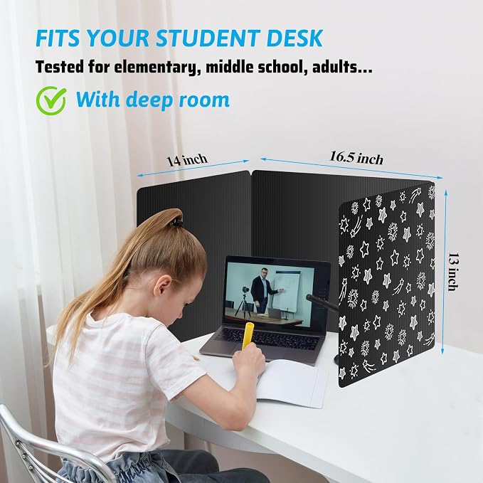 Black 24-Pack Desk Dividers for Students, Waterproof Plastic Study Carrel - Image 2