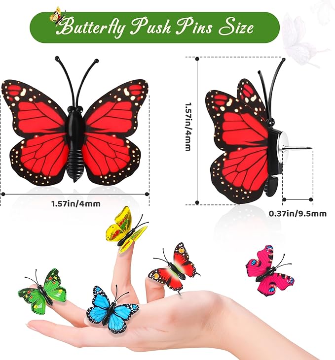 50Packs Decorative Thumb Tacks Butterfly Push Pins Yellow Thumbtacks Cute - Image 3