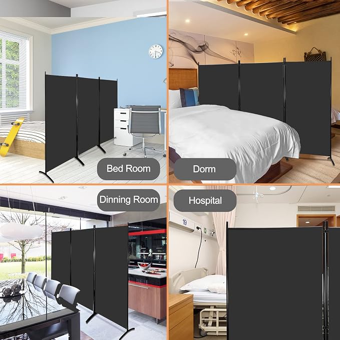 MAYOLIAH Partition Room Dividers 3 Panel Folding Privacy Screens 6 Ft Tall - Image 6