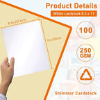 100 Sheets Shimmer White Cardstock 8.5 x 11 Printer Paper, 92lb Heavyweight - Image 2