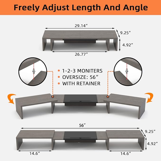 WESTREE Triple Dual Monitor Stand Riser, Monitor Stand - Image 6
