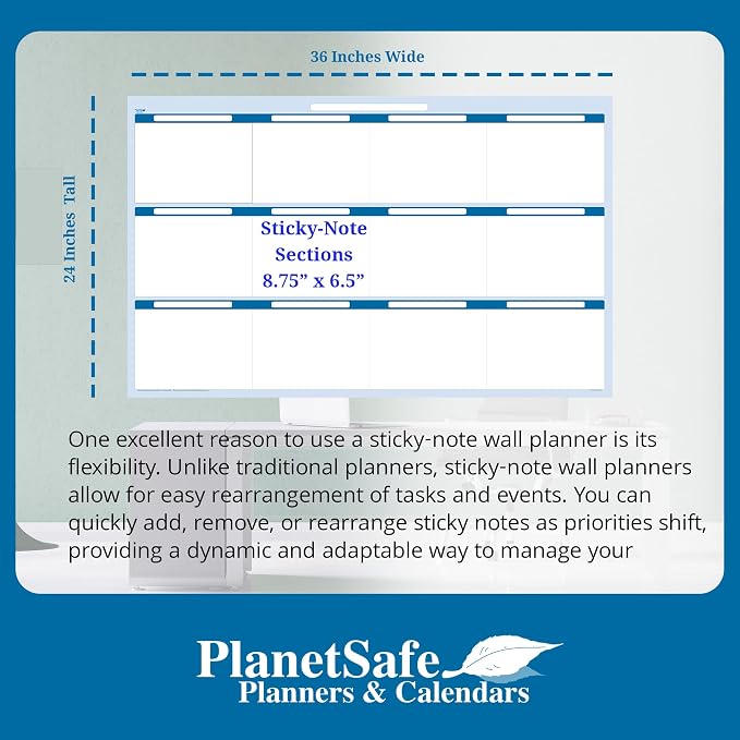 Sky Blue 12 Section Task, Objective and Goals Planning System Horizontal 24" - Image 4