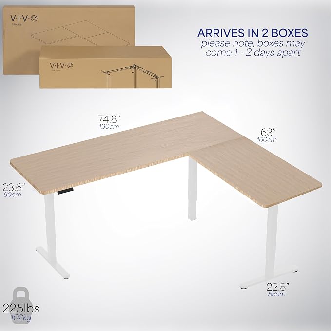 VIVO Electric Corner 75 x 63 inch L-Shaped Standing Desk, Memory Height - Image 4