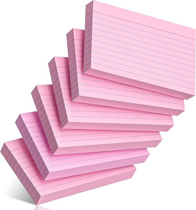 300 Count Index Cards 3 x 5 Inch Ruled Pink Index Cards, Flash Cards College by Nichela