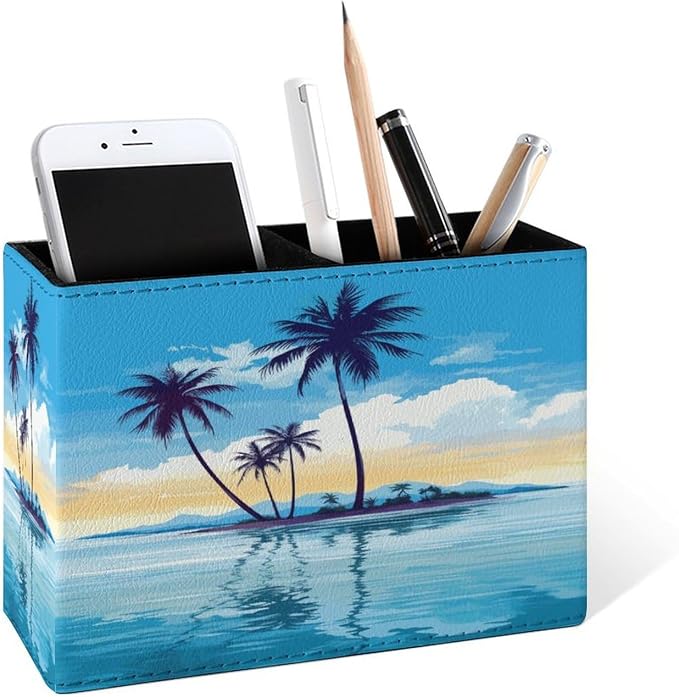 Famame Tropical Island Palm Trees Pencil Holder by Famame