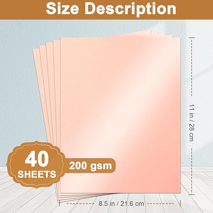 Silunkia 40 Sheets Pink Shimmer Cardstock 8.5 x 11 Crafts Paper, 75lb - Image 2