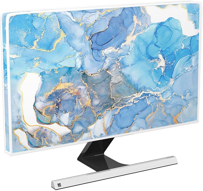 Baocicco Baby Blue Gold Marble Waterproof Screen TV Cover 40, 42，43 Inch Modern by Baocicco