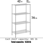 Regal Altair 21" Deep x 42" Wide x 74" Height Wire Shelving Kit | 4-Tier | NSF - Image 3
