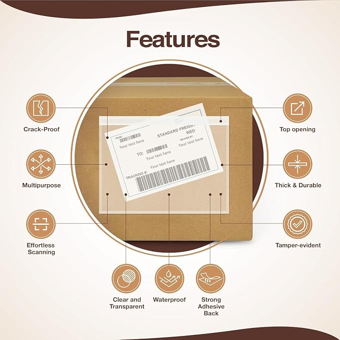 9.5x12 Shipping Label Sleeves 100 Pack Strong Adhesive Back - Image 4