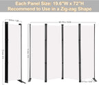 MAYOLIAH 4 Panel Room Divider Screen 6Ft Tall Foldable Privacy Dividers Indoor - Image 5