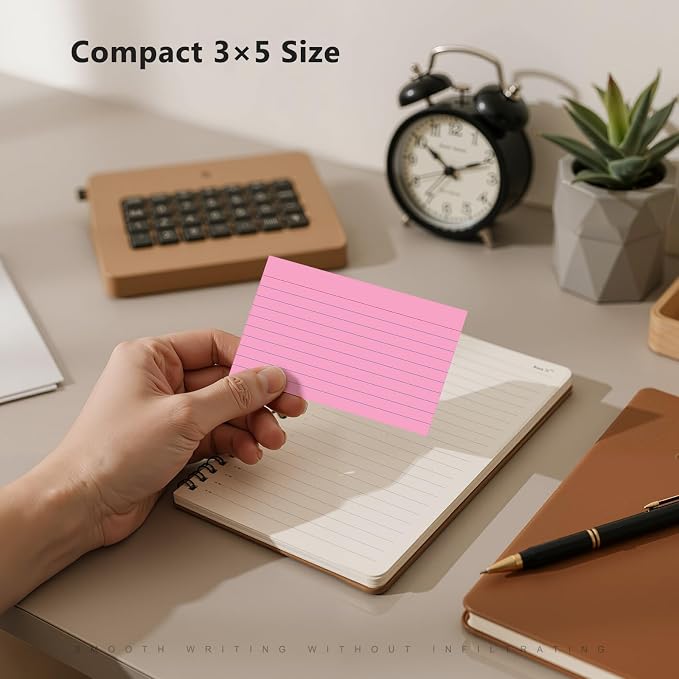 250 Count Index Cards 3 x 5 Inch, Heavyweight Colored Lined Note Cards Portable - Image 4