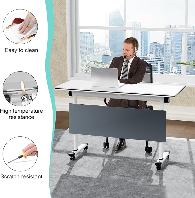 Conference Table, 55.1''Folding Conference Room Table - Image 6
