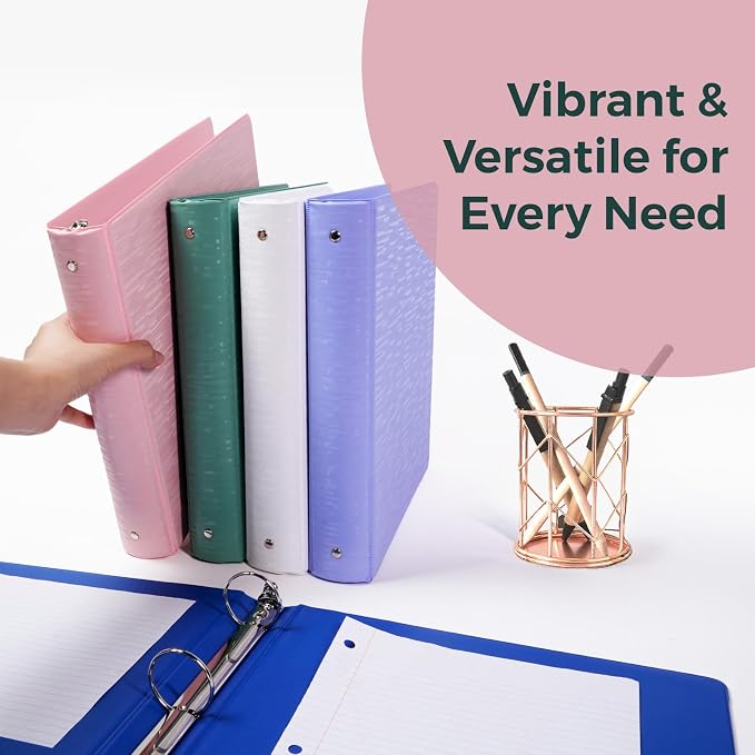 POPRUN 3 Ring Binder 1 Inch, Holds 175 Sheets of 8.5 x 11 Paper, Extra Durable - Image 6