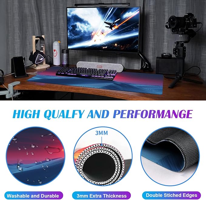 Mountain Peak Beautiful Scenery Game XXL Mouse Pad, Sunset Hill Extended - Image 4
