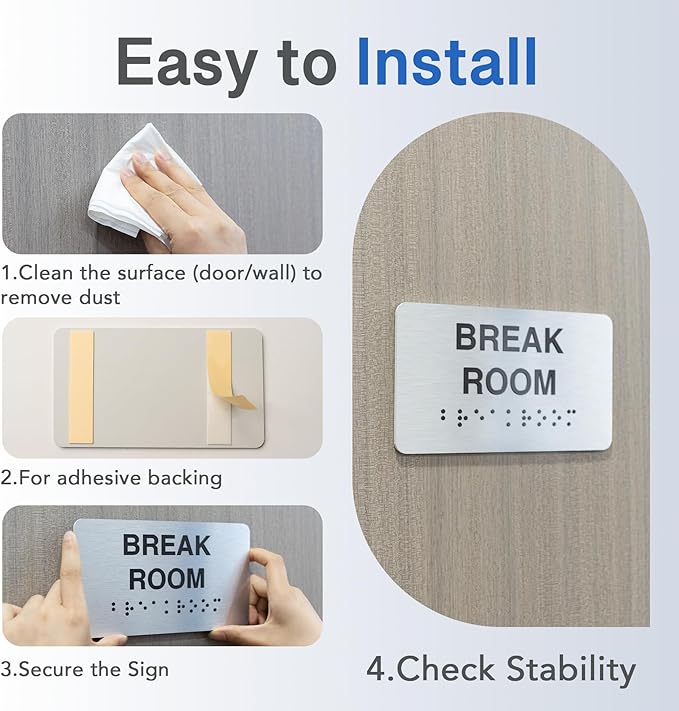 Manager's Office Signs with Raised Text & Grade 2 Braille, Brushed - Image 4