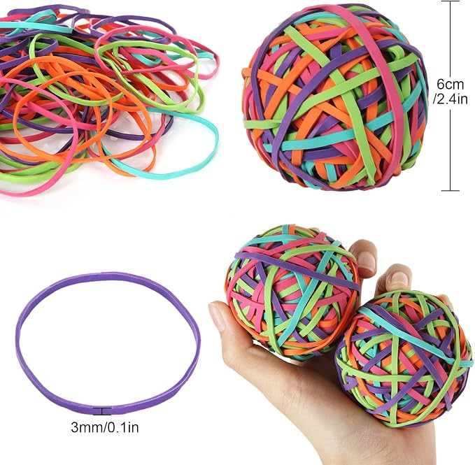 CYEAH 10PCS Colorful Rubber Band Ball, Stationery Holder Band Loops - Image 2