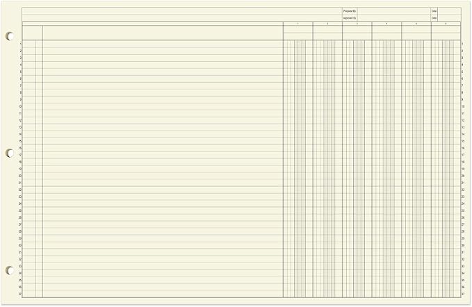 BookFactory Ledger Sheets/Large 6 Column Accounting Ledger Columnar Loose Leaf - Image 2