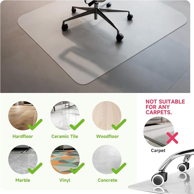 SOONAN Office Chair Mat for Hardwood Floor, 0.08" Thickness Heavy Duty - Image 2