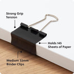 U Brands Binder Clips, Medium 1-1/4" Width, 1/2" Paper Holding Capacity - Image 3