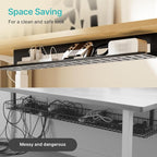 PEGZONE Under Desk Cable Management Tray, 31.5 Inches Metal Cord Organizer Rack - Image 6