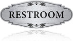 Restroom Sign Sticker for Business & Home, Self-Adhesive Brushed Silver Elegant by LUHIMO