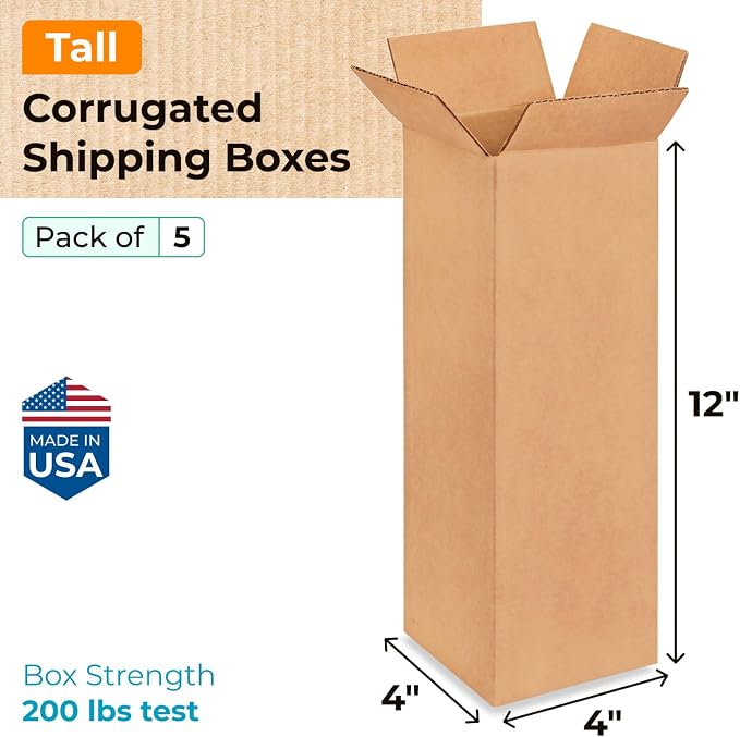 Tall Moving & Shipping Boxes 4 x 4 x 12 inches - Image 2