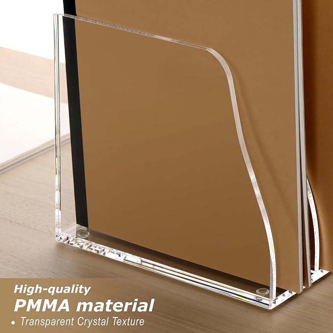 SANRUI Acrylic Desk File Organizer, 6 Vertical Compartments Clear Magazine File - Image 7