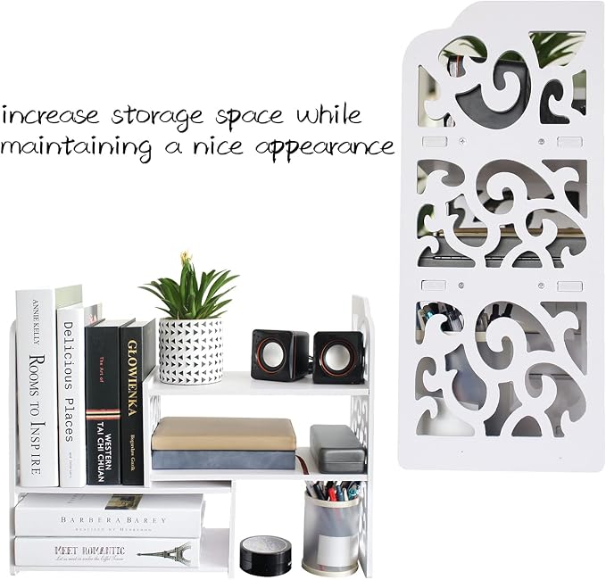 YGYQZ Desk Shelves Desktop Orgnizer Shelf-White Office Organization - Image 5