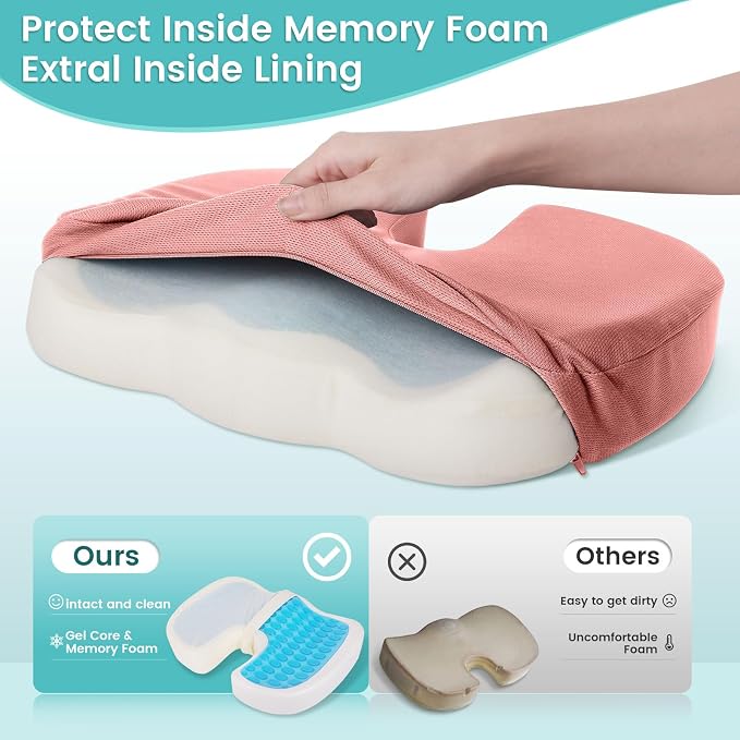Office Chair Seat Cushion, Cooling Gel Enhanced Memory Foam Cushion - Image 4
