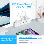Flat Plug Desk Clamp Power Strip 10FT, 40W Total Fast Charging Station - Image 2