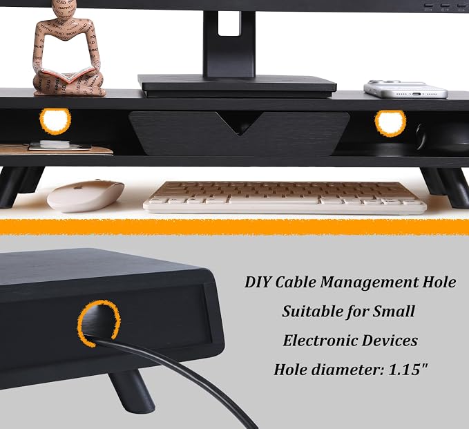 Homerays Monitor Stand with Drawer, Exquisite Computer Monitor Stand - Image 6