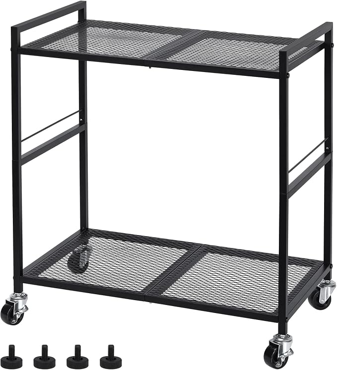 OYEAL Computer Tower Stand, PC Tower Stand Metal Rolling Cart Holds up to 40lbs - Image 3