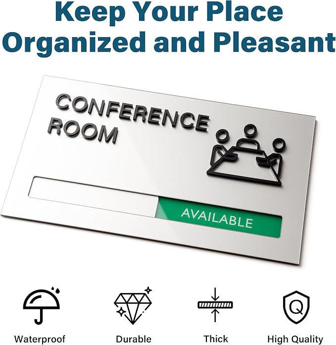 Conference Room Door Signs for Office, Meeting In Progress Door Sign, In Use - Image 3