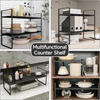 jkxoo 2Pack 16.5-27’’L Expandable Cabinet Shelf Organizers, Stackable Metal - Image 6