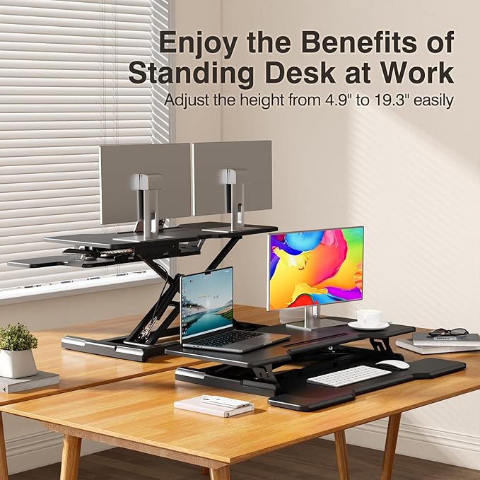 JYLH JOYSEEKER Standing Desk Converter 32 inch, Height Adjustable Sit Stand - Image 4
