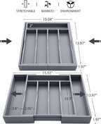 oridom Expandable Bamboo Kitchen Drawer Organizer - Image 2