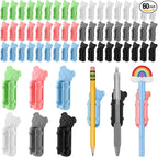 VZZNN 60 Pack Adhesive Pen Holder Clips, Colorful Silicone Pencil Holders by VZZNN