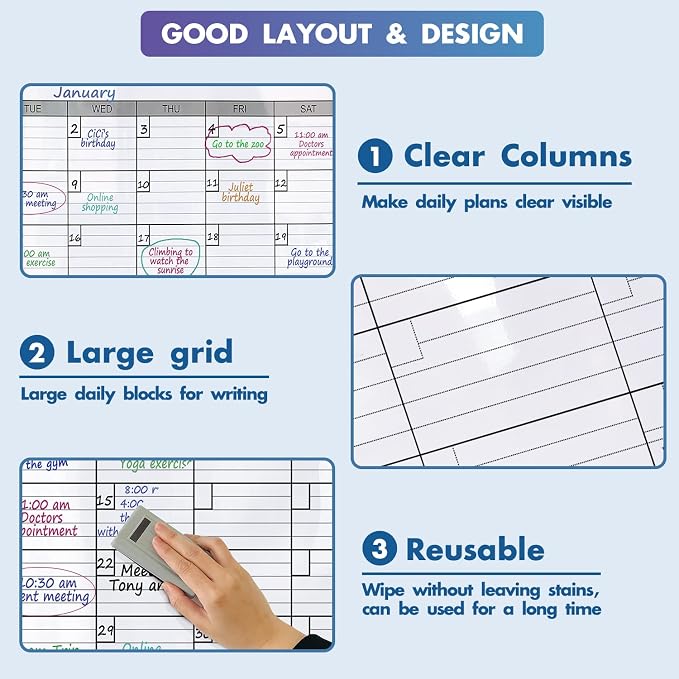 Dry Erase Four Month Laminated Jumbo Wall Calendar, Huge Quarterly Laminated - Image 5