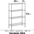 Regal Altair 14" Deep x 36" Wide x 54" Height Wire Shelving Kit | 4-Tier | NSF - Image 3