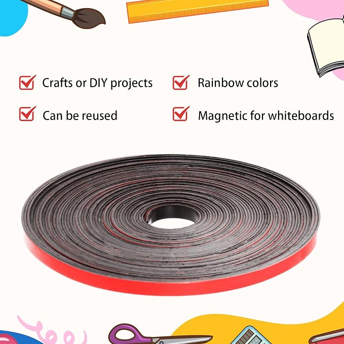 AmazingSpark Magnetic Tape Roll Thin Strips, 0.39 Inch x 66 Feet Magnetic Board - Image 5