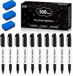 Lineon 100 Bulk Pack Black Whiteboard Markers by ShuttleArt