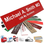 Engraved Door Signs for Office Personalized Red Plastic Door Plaque White by LHS+My+Business