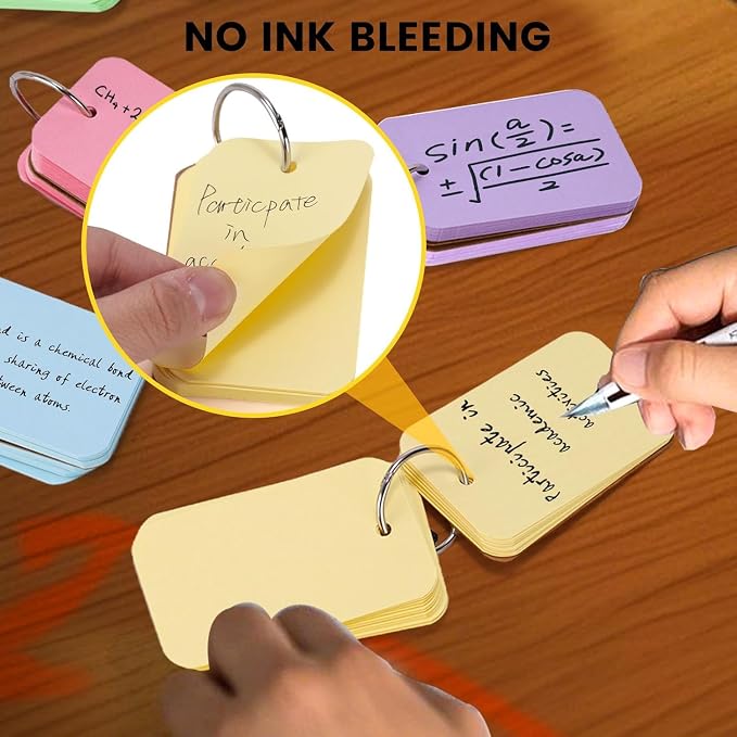Koogel 300PCS Flash Cards with Key Ring, Colored Index Cards - Image 4