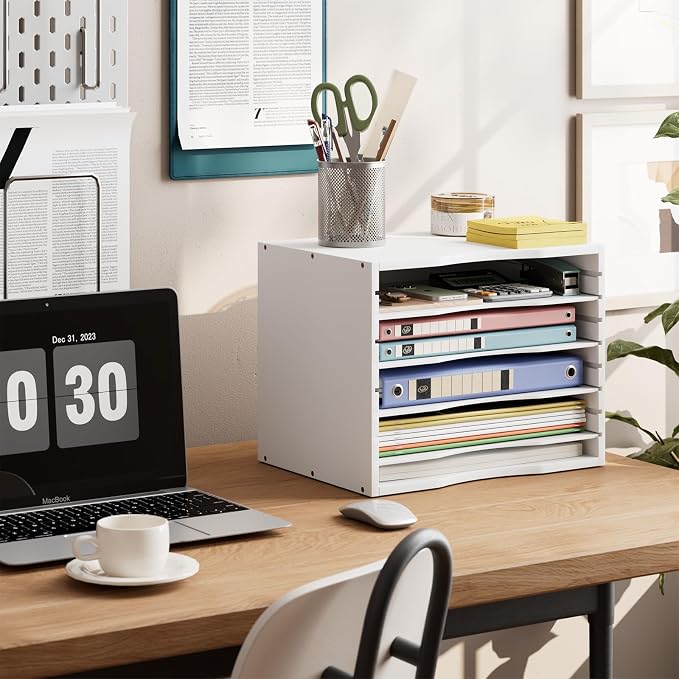 Bamjoy Bamboo 5 Tier Desktop Organizer, Paper Organizer Mail Sorter, File - Image 5