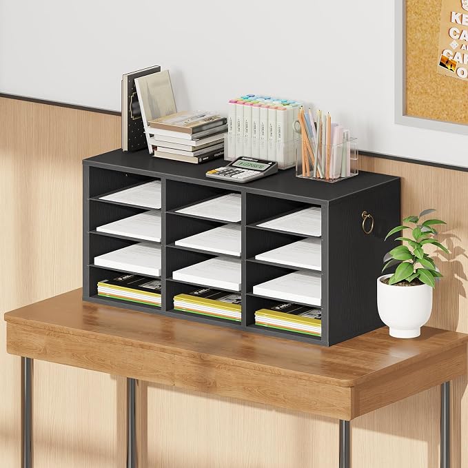 HOOBRO Countertop Mail Sorter, Wooden Literature Organizer, Student Mailbox - Image 8